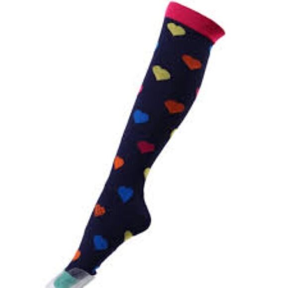 Leg warmers wooden button + colorful hearts compression socks (L/XL) combo NWT - Picture 9 of 9
